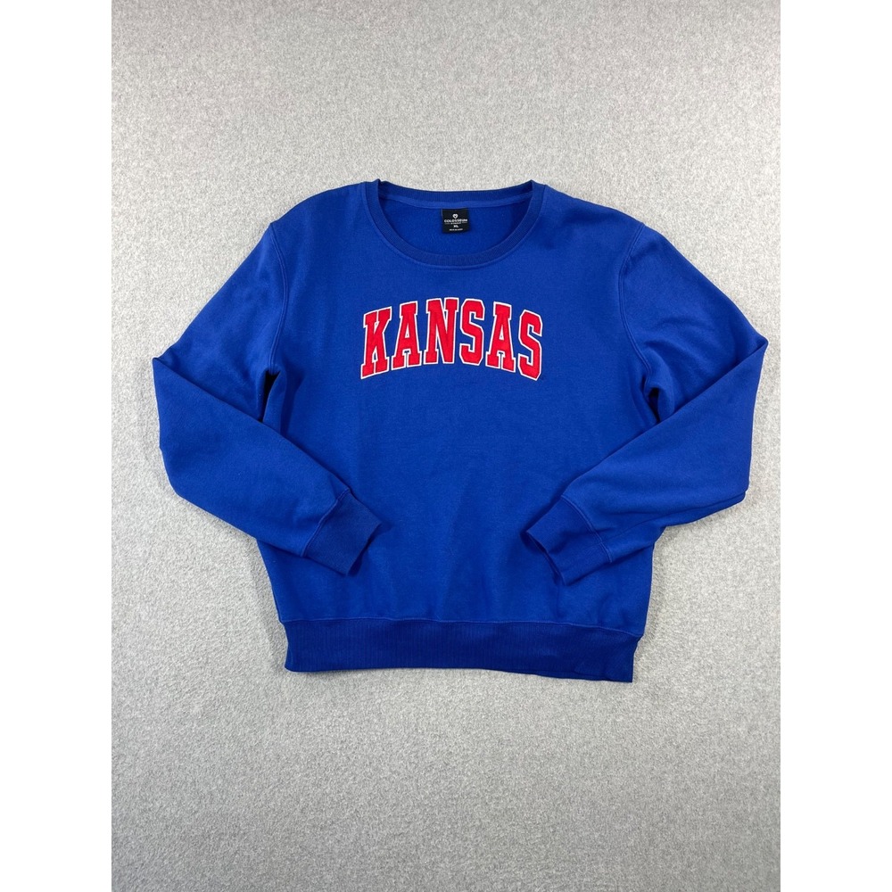 University Of Kansas Sweatshirt Womens XL Blue KU Jayhawks Colosseum Crew Neck